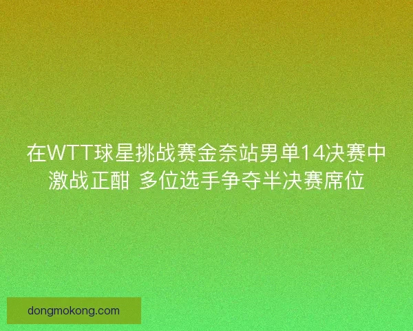 在WTT球星挑战赛金奈站男单14决赛中激战正酣 多位选手争夺半决赛席位