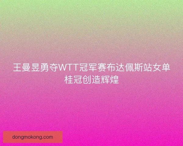 王曼昱勇夺WTT冠军赛布达佩斯站女单桂冠创造辉煌