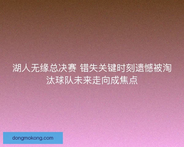 湖人无缘总决赛 错失关键时刻遗憾被淘汰球队未来走向成焦点