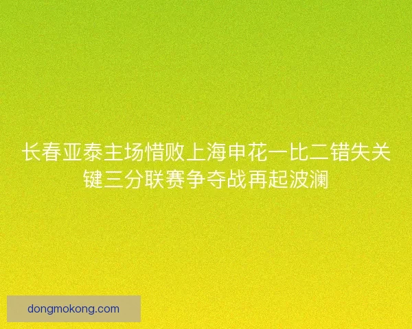 长春亚泰主场惜败上海申花一比二错失关键三分联赛争夺战再起波澜 长春亚泰主场惜败上海申花一比二错失关键三分联赛争夺战再起波澜